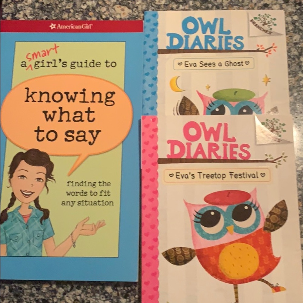 3 girls books. American girl, 2 Owl diaries